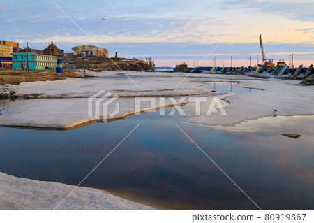 Spring view of the estuary of the Kazachka river. Spring view of the estuary of the Kazachka river. 80919867
