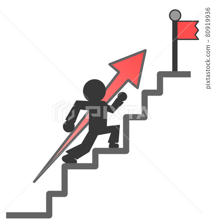 Illustration of a person running toward the goal on the stairs Illustration of a person running toward the goal on the stairs 80919936