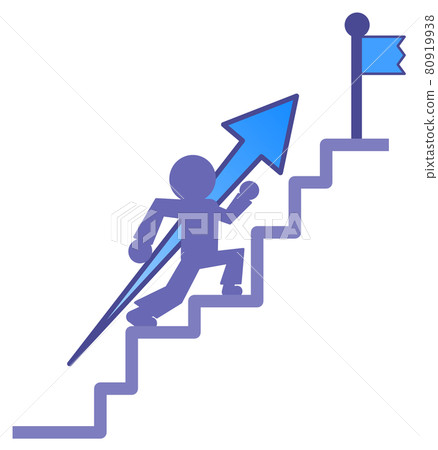 Illustration of a person running toward the goal on the stairs Illustration of a person running toward the goal on the stairs 80919938