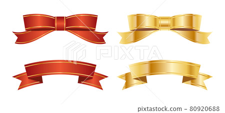 Illustration of golden red gorgeous ribbon 80920688
