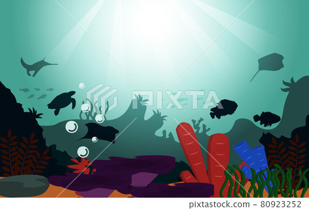 Wildlife Fish Sea Animals Coral Ocean Underwater Aquatic Illustration Wildlife Fish Sea Animals Coral Ocean Underwater Aquatic Illustration 80923252