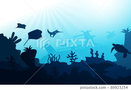 Sunken Ship Wildlife Sea Animals Ocean Underwater Aquatic Illustration Sunken Ship Wildlife Sea Animals Ocean Underwater Aquatic Illustration 80923254