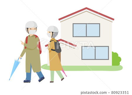 離家疏散的老夫妻（口罩） 80923351