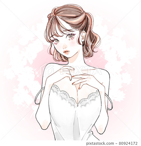Woman emphasizing breasts (with background) Woman emphasizing breasts (with background) 80924172