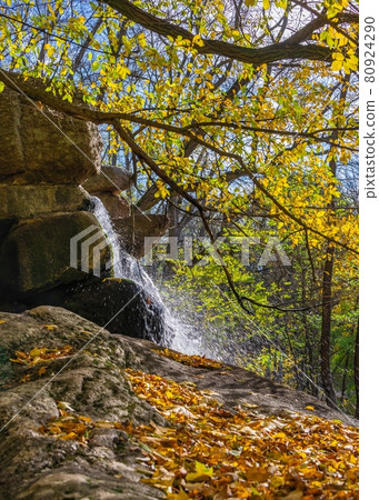 Waterfall in the Sofiyivsky arboretum. Uman, Ukraine 80924290