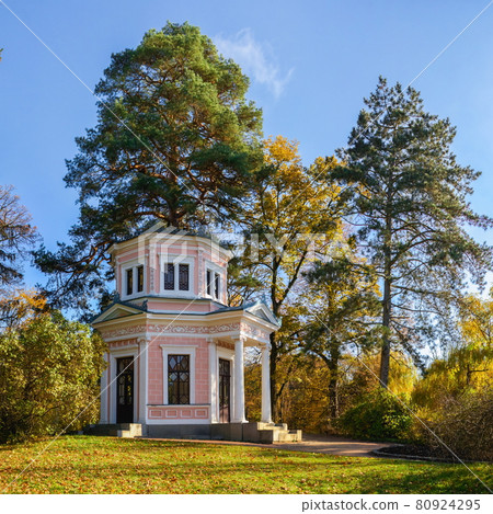 Pavilion on the island in the Sofiyivsky arboretum. Uman, Ukraine Pavilion on the island in the Sofiyivsky arboretum. Uman, Ukraine 80924295