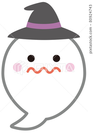 Illustration of a simple and cute ghost in a Halloween hat Illustration of a simple and cute ghost in a Halloween hat 80924743