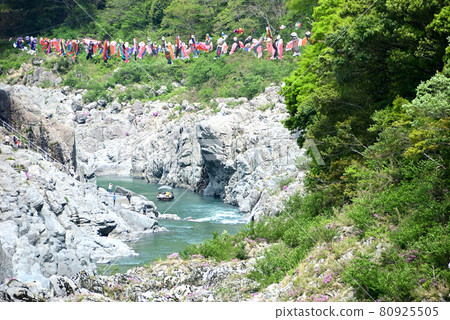 大堀峽鯉魚旗和山澗 大堀峽鯉魚旗和山澗 80925505