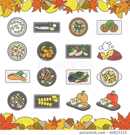 Illustration set of dishes using autumn ingredients 80925525
