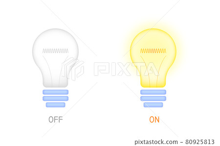 Illustration of a light bulb on and off Illustration of a light bulb on and off 80925813
