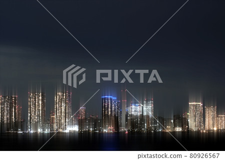 Shining Tokyo Bay night view Tokyo Bay waterfront cityscape seen from the sea Night sky and shining skyscrapers 80926567