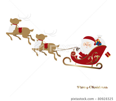 Illustration cut Christmas vector of Santa Claus on a sleigh Illustration cut Christmas vector of Santa Claus on a sleigh 80928325
