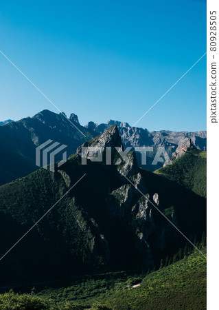High altitude grassland mountain landscape 80928505