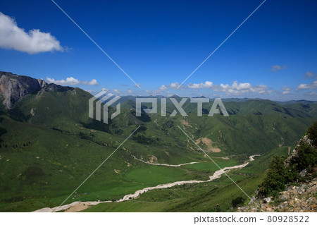 High altitude grassland mountain landscape High altitude grassland mountain landscape 80928522