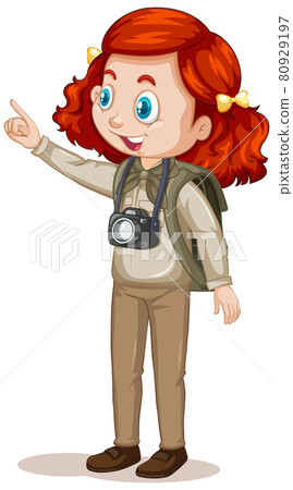 Cartoon character of a girl in camping outfits Cartoon character of a girl in camping outfits 80929197