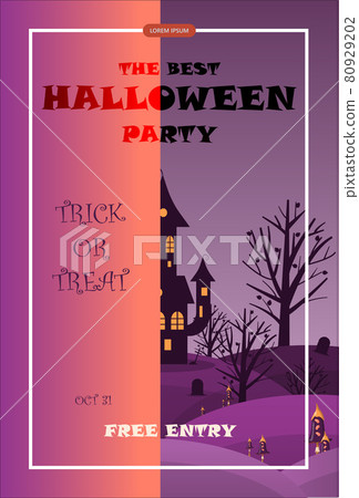 Vector banner for Halloween Cartoon template design for ad, sales, party invitations Vector banner for Halloween Cartoon template design for ad, sales, party invitations 80929202