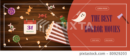 Vector banner for Halloween Cartoon template design for ad, sales, party invitations Vector banner for Halloween Cartoon template design for ad, sales, party invitations 80929203