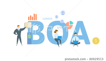 BOA, Basic Order Agreement. Concept with keyword, people and icons. Flat vector illustration. Isolated on white. 80929513