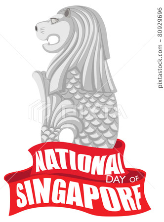 National Day of Singapore banner with Merlion official mascot of Singapore National Day of Singapore banner with Merlion official mascot of Singapore 80929696
