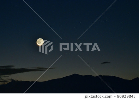Hakushu-cho, Hokuto-shi, on the Okuchichibu mountain range, 28-year-old moon with a thin earthlight (from Berga Street) Hakushu-cho, Hokuto-shi, on the Okuchichibu mountain range, 28-year-old moon with a thin earthlight (from Berga Street) 80929845