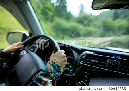 Driving off road car in the nature 80930588