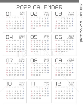 2022 年簡單的現代日曆 80931047