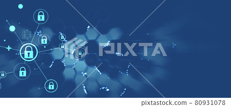 internet digital security technology concept for business background. Lock on circuit board 80931078