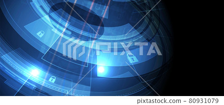internet digital security technology concept for business background. Lock on circuit board 80931079
