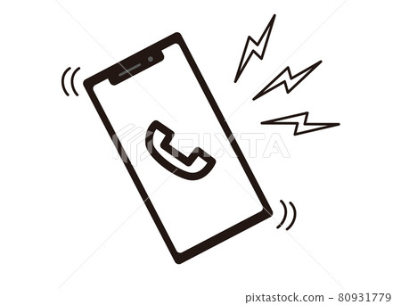 Smartphone black and white 2 color illustration of incoming call Smartphone black and white 2 color illustration of incoming call 80931779