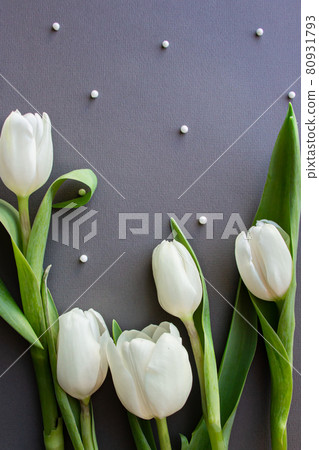 Women's Day. White flowers. Tulips. Place for text Women's Day. White flowers. Tulips. Place for text 80931793
