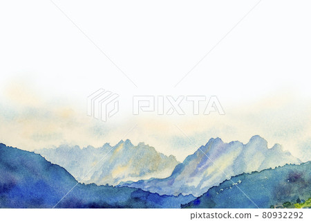 Watercolor painting landscape in the Austrian Alps Watercolor painting landscape in the Austrian Alps 80932292