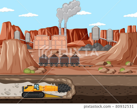 Landscape of coal mine industry with underground Landscape of coal mine industry with underground 80932531
