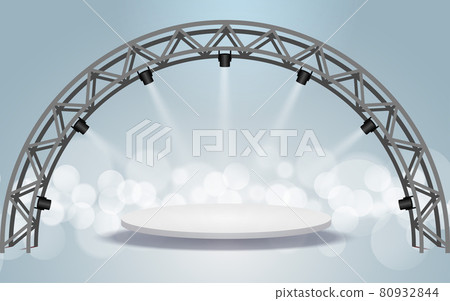 white podium with spotlight on the truss system on the white background 80932844