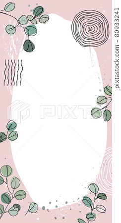 Silver dollar eucalyptus branches vector design. Template for social media stories, event invitations, greeting cards, shop advertizing banners. Simple frame abstract background with space for text Silver dollar eucalyptus branches vector design. Template for social media stories, event invitations, greeting cards, shop advertizing banners. Simple frame abstract background with space for text 80933241