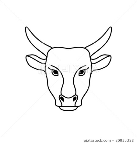 Cow head in line art style 80933358