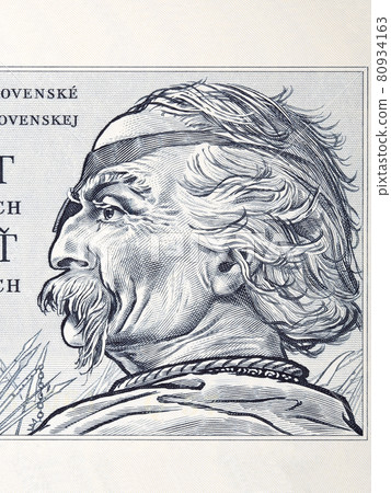 Portrait of Jan Zizka from old Czechoslovak money 80934163