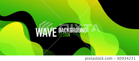 Abstract background - shiny fluid gradients and overlapping waves. Vector Illustration For Wallpaper, Banner, Background, Landing Page 80934231