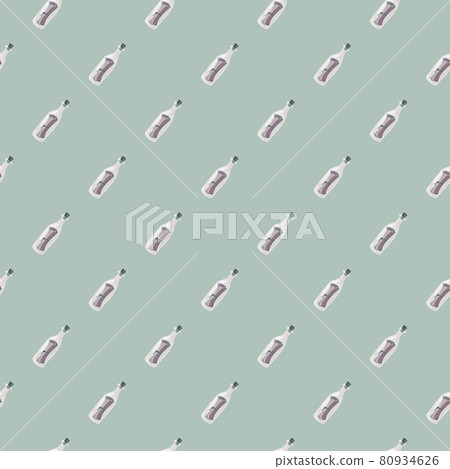 Diagonal bottle with messages seamless doodle pattern. Pastel blue background. Hand drawn elements. Diagonal bottle with messages seamless doodle pattern. Pastel blue background. Hand drawn elements. 80934626