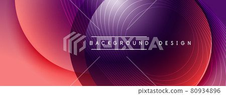 Gradient circles with shadows. Vector techno abstract background. Modern overlapping forms wallpaper background, design template 80934896
