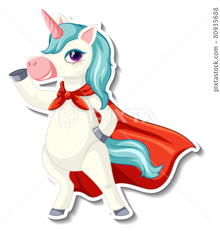 Cute unicorn stickers with a super hero unicorn 80935688