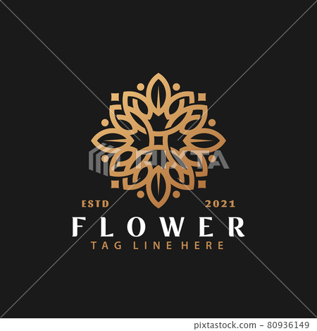 Golden Nature Flower Mandala Logo Design, Abstract Logos Designs Concept for Template 80936149