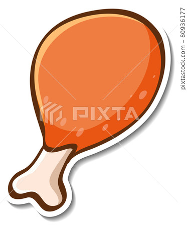 Fried chicken leg sticker on white background-插圖素材 [80936177] - PIXTA圖庫