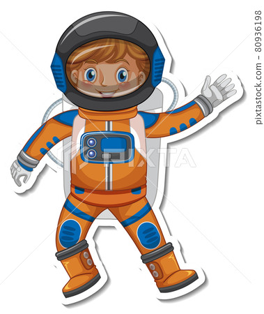 Astronaut or spaceman cartoon character in sticker style 80936198