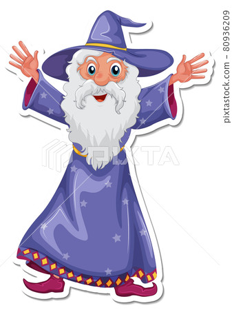 An old wizard cartoon character sticker 80936209