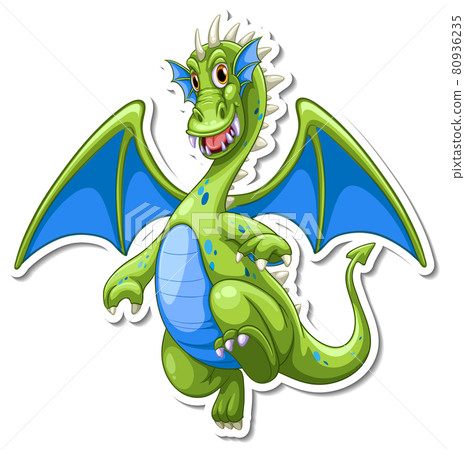 Fantasy Dragon cartoon character sticker 80936235