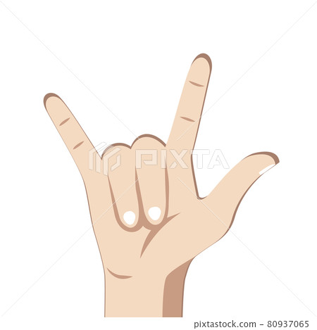Sign of the horns cartoon, human hand gesture Sign of the horns cartoon, human hand gesture 80937065