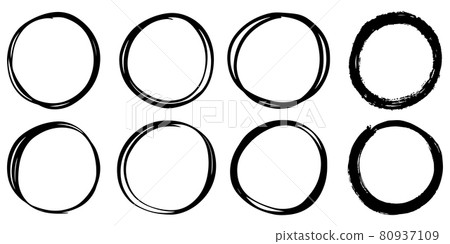 set of hand drawn vector doodle circle line... - Stock Illustration ...