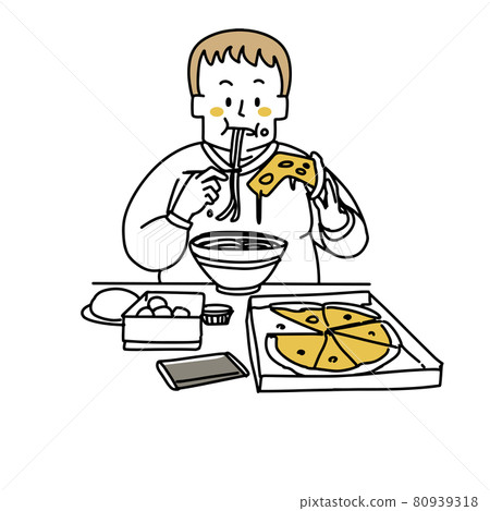 男人吃高熱量食物 80939318