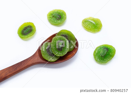 Dried kiwi fruit on white background 80940257