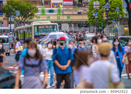 日本東京街景 4989 人次次，重病患者 218 人。澀谷是驚人的人群爆炸= 8月12日 80942822